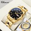 Men Gold Watch Brand Luxury Quartz Movement Date Week Wristwatch Business Watch for Men