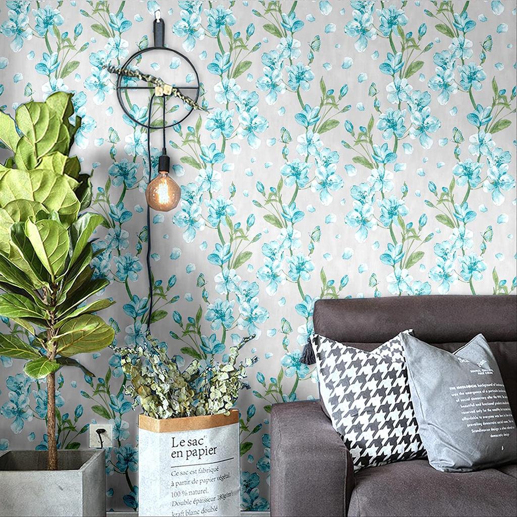 Обои самоклеящиеся Виниловые Декоративные Сливовый цвет Съемные Зеленые листья Водонепроницаемые