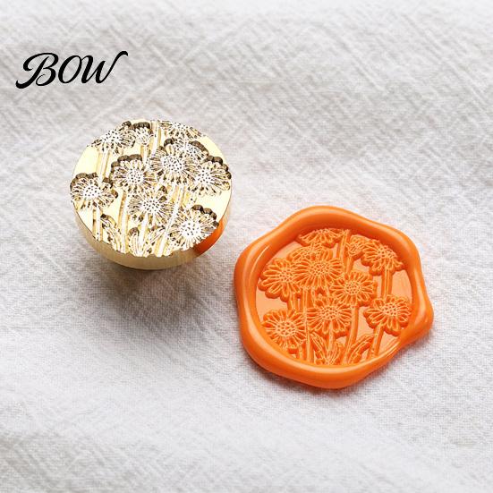 Decorative Wax Stamp Head Lily Floral Brass Seal Head, Cute Plant Themed Engraved Small Sealing for Journal Card Gift Wrapping Wedding Invitation