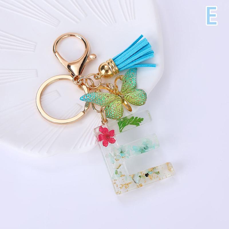 AZ Dreamy Sequin Letters Брелок для женщин Подвеска-бабочка с кисточками Инициал Брелок для кошелька Подвеска для сумок Амулеты Автомобильный брелок