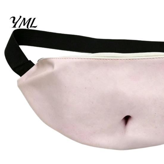 Novelty Prank Gift for Men Funny Belly Bag, Realistic Big Waist Fanny Durable Artificial Leather Pack with Adjustable Strap, Gag Dad Husband