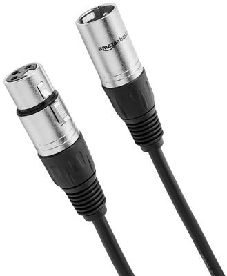 Кабель XLR Amazon Basics для микрофонов, динамиков и звуковых систем, проводник из чистой меди, ПВХ оболочка 6 мм, 3 м, черный, набор из 2 шт.