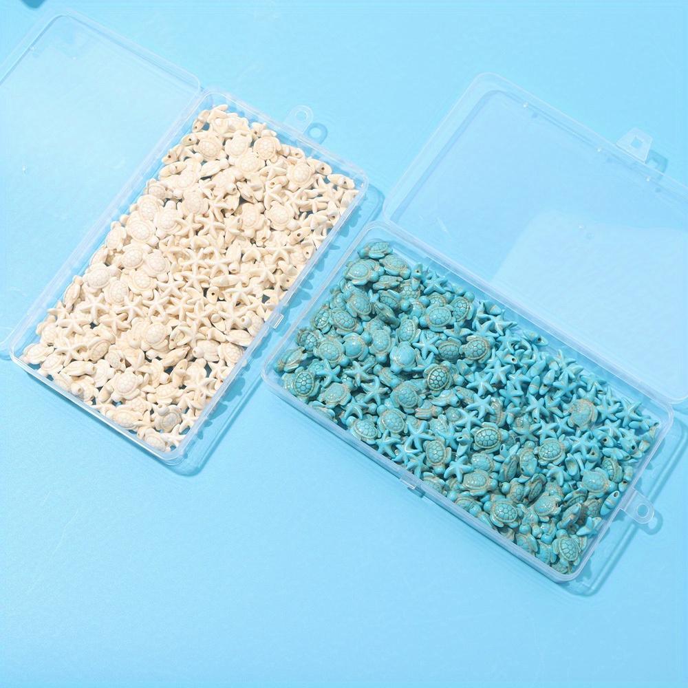 200 шт. бирюзового материала, набор из синих и белых бусин в виде морской звезды и черепахи, разделительные бусины в виде синих и белых бусин в виде морской звезды и черепахи