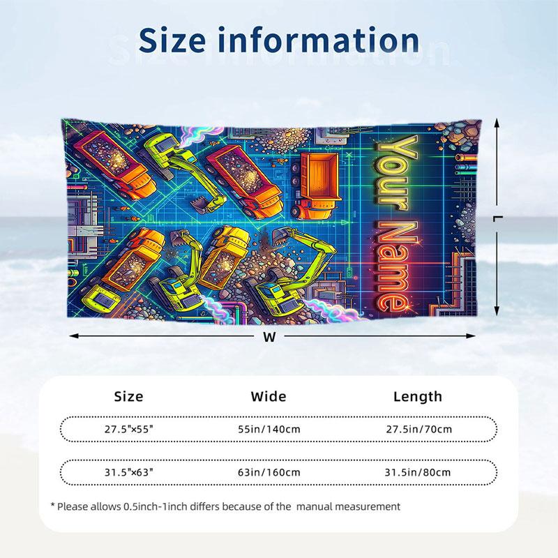 Adventure Journey Theme Beach Towel Personalized Custom Name & Text Soft Quick Dry Beach Towel for Swimming Travel