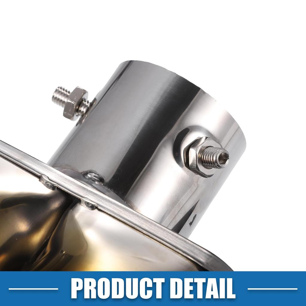 ABSOPRO Car Dual Exhaust End Curved 61mm 60x53mm 170mm Muffler Stainless Blue Frame Tailpipe, Inlet, Outlet, Length, Bolt-On Tip, Steel,