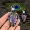 Purpurite, Moonstone Copper Wire Wrap Jewelry Pendant 2.68" r3G12
