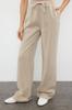 Women's Style Trousers Beige 100% Tencel Elastic Waist High Waist Jeans