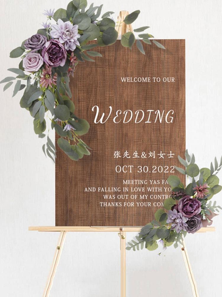 2Pcs/set Artificial Wedding Arch Flower Wedding Welcome Sign Flowers Artificial Fake Flowers Wedding Outdoor Arch Floral Flowers Party Decor Supplies