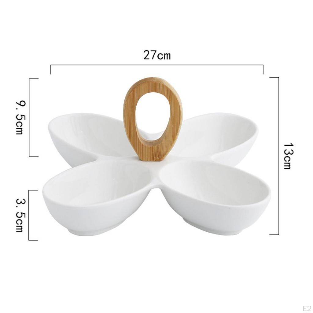 Divided Serving Dish Ceramic Tray Fruit Plate Snack Bowl for Fruits