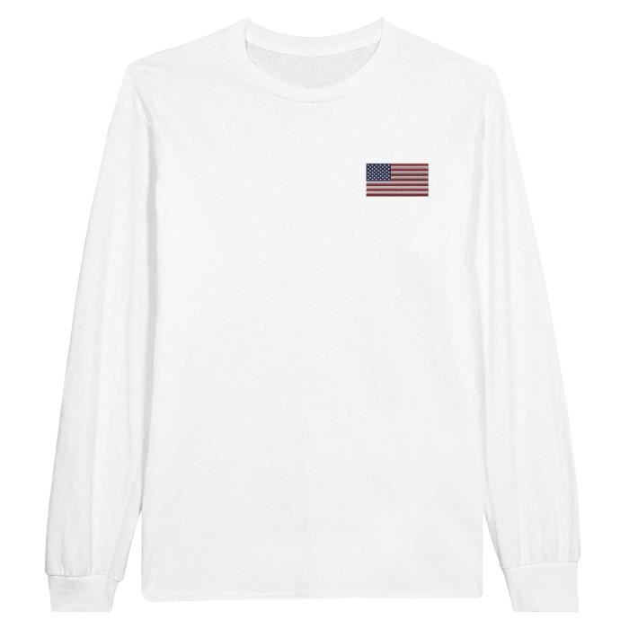 T-shirt à manches longues - PIXELFORMA - Drapeau des États-Unis - 100% coton - Manches longues - Confort optimal