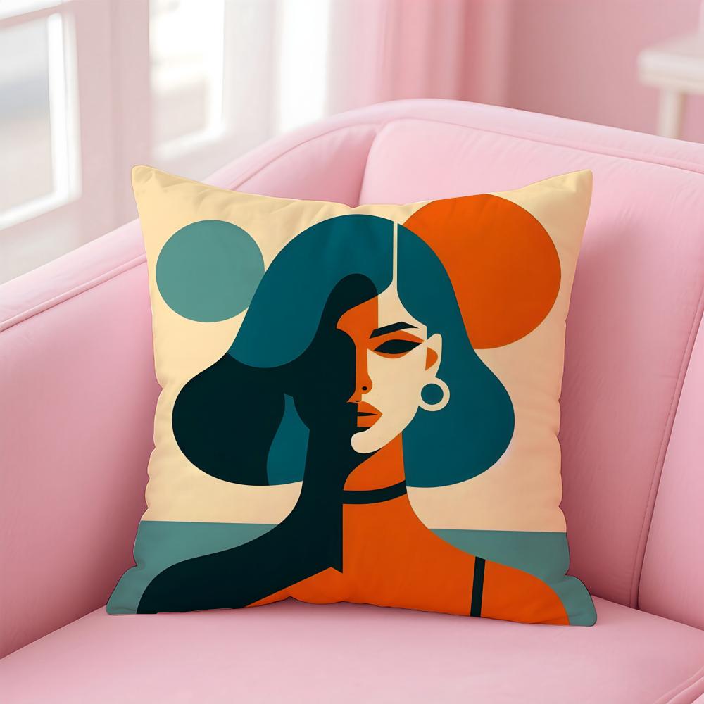AAbstract FFigure Print Cushion Cover Linen Pillowcase Cover Soft Decor for Sofa Home Room