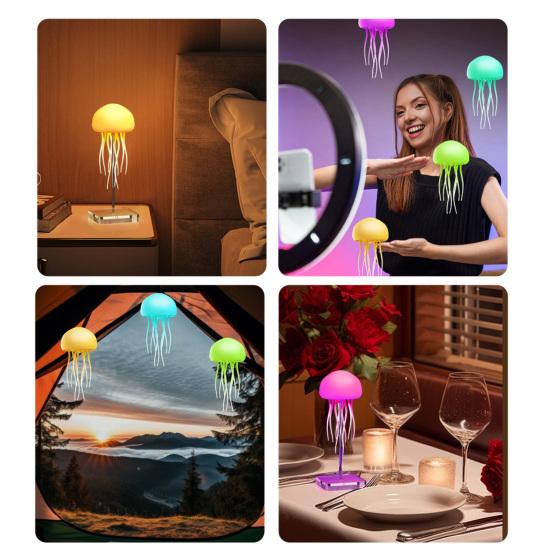 Плавающая лампа-медуза с градиентным затемнением, интерактивным управлением голосом и звуком, ночник, перезаряжаемый USB Type-C, лампа настроения с изменяющимся цветом для спальни