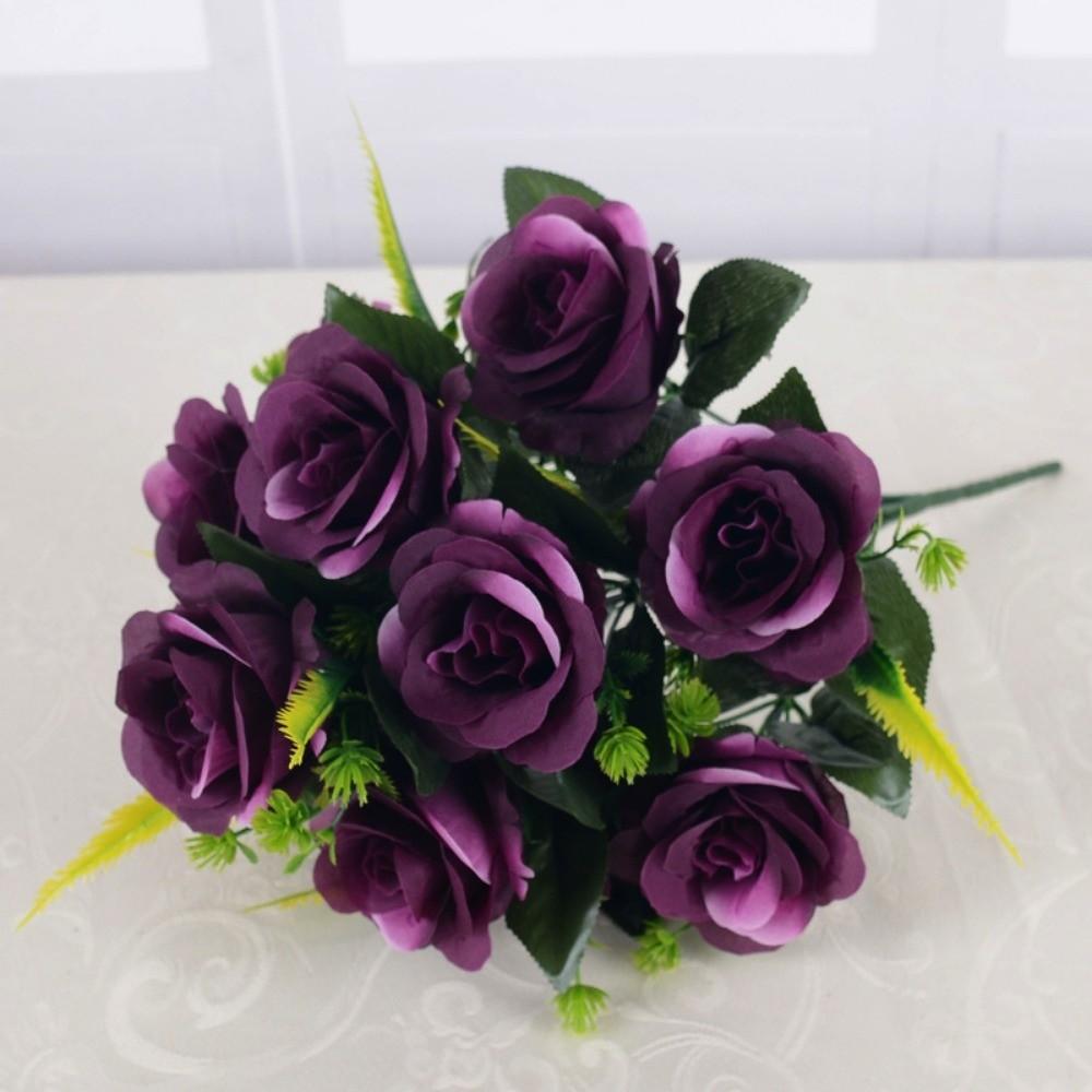 12 Heads Real Happy Silk Flower Mini Photography Photo Gift Valentine's Day Natural Flower Plastic Simulated Rose Flowers
