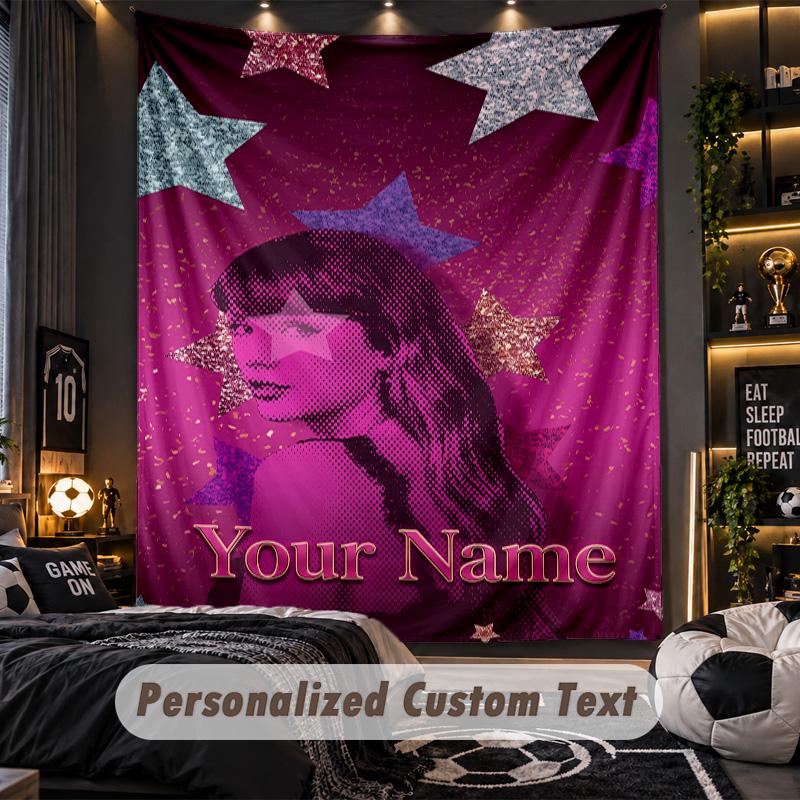 Personalized Wall Tapestry,Taylor Swift Custom Printed Name, Fabric Wall Art For Indoor Room Backdrop