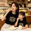 100% Cotton Lamb Print Mother-Daughter Matching Short Sleeve T-Shirt - Round Neck, Casual Top