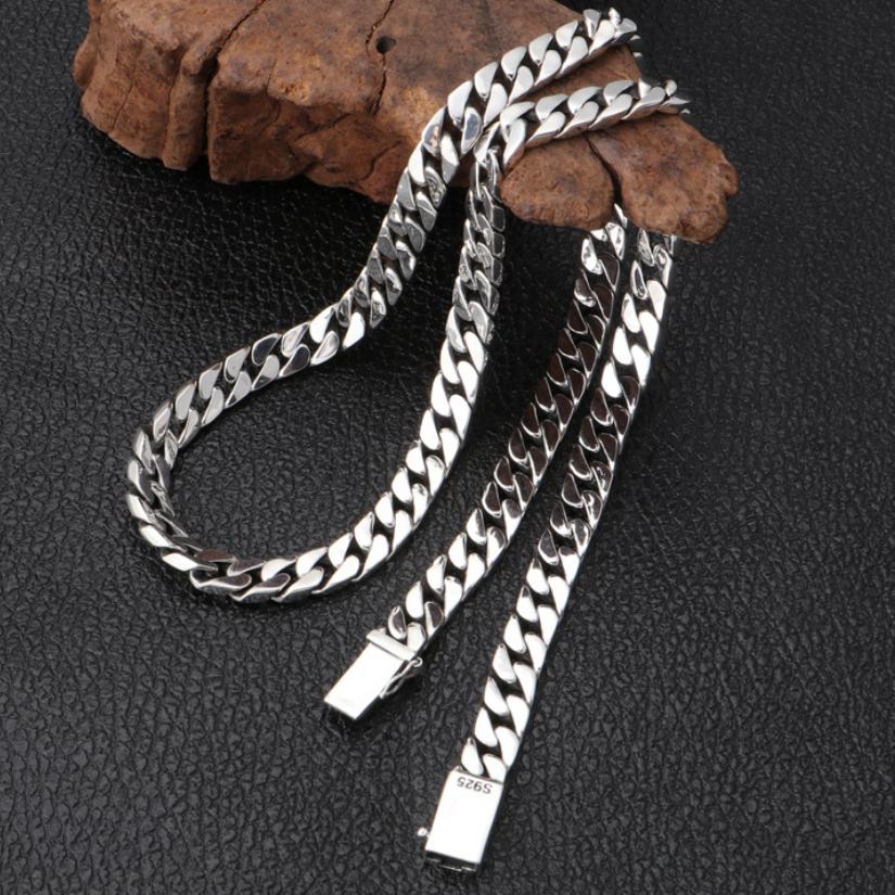 Luxury 925 Sterling Silver 8mm Horse Chains For Men Necklace Vintage Thai Silver Steampunk Biker Necklaces Jewelry