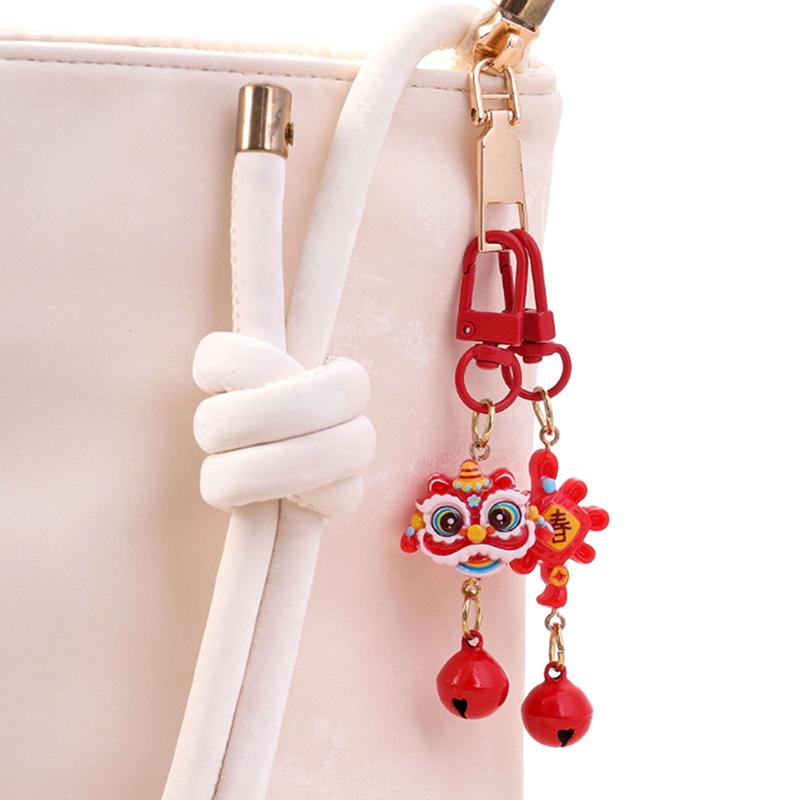 1 шт. брелок для ключей «Пробуждение льва по лунному году», карта удачи, китайский узел кои, кулон, сумка на удачу, милый брелок