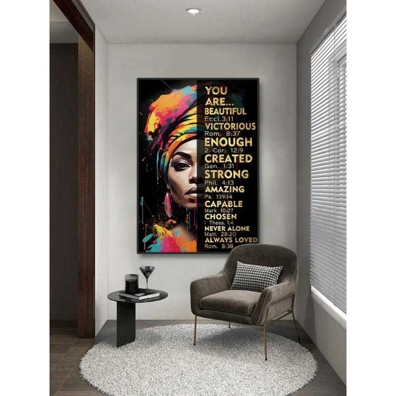 Вы прекрасны, абстрактный красочный африканский постер с черной женщиной, вдохновляющий настенный художественный декор, холст, картина для дома, декоративная