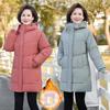 Зимняя хлопковая куртка с подкладкой, с капюшоном, флисовая, толстая парка, теплая, свободного кроя, длинное пальто, для женщин среднего возраста и бабушек, снежная куртка