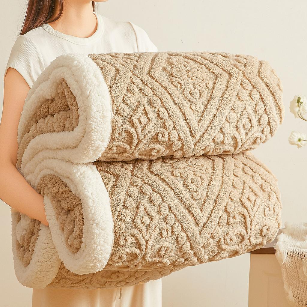Thick Warm 3D Embossed Velvet Blanket Double Layer Fleece Warmth Autumn Winter Blankets for Bed Fluffy Plush Sofa Throw Blanket