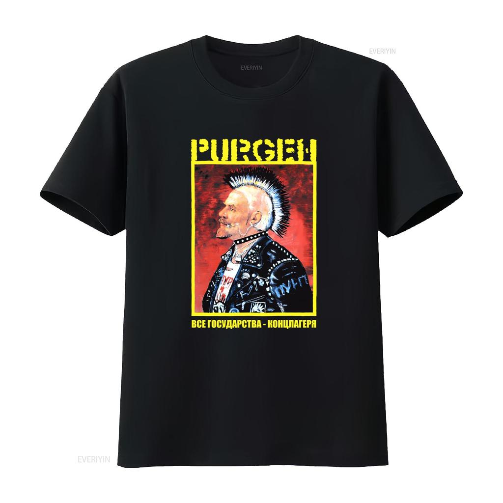 Лимитированная серия Новое с бирками Логотип Русской Хардкор Рок Музыки Purgen Футболка S 4XL винтаж Стирка Топ Для Повседневной Носки Унисекс мужской