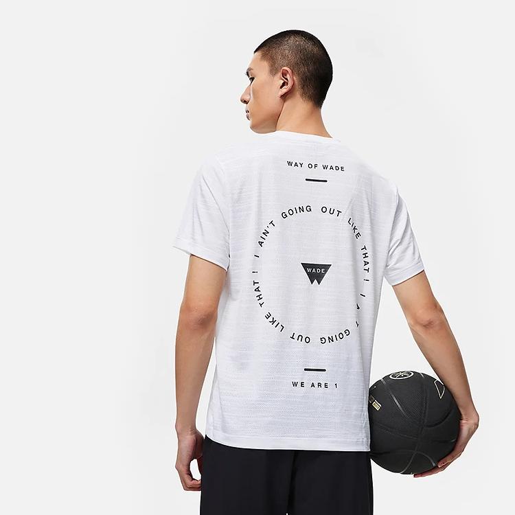 Li-Ning Футболка с коротким рукавом из серии Wade Letter Print, быстросохнущая, антибактериальная, мужская, стандартная, белая, ATST239-5