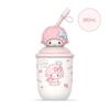 X&W 380 мл Термобутылка Hello Kitty из нержавеющей стали Мультяшные стаканы для напитков Портативный стакан для молочного чая с соломинкой и милой 3D-куклой на крышке