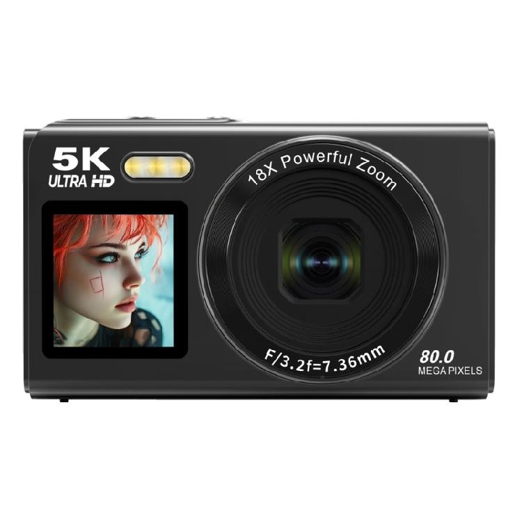 80MP Travel Camera 5K Double Screen Operation 18X Digital Zooming Function WiFi Connectivity Builts in Flashing
