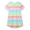 Plus Size Women's Summer Short Sleeved Rainbow Striped Loose Pajama Dress