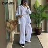 Spring and Autumn Women's Plus Size Long Sleeve Shirt Loose Pant Suit