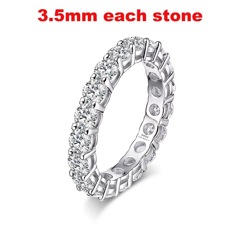 Smyoue 2-5mm Full Moissanite Ring for Women Sparkling Wedding Eternity Bands 100% S925 Silver Jewelry Classic Ring