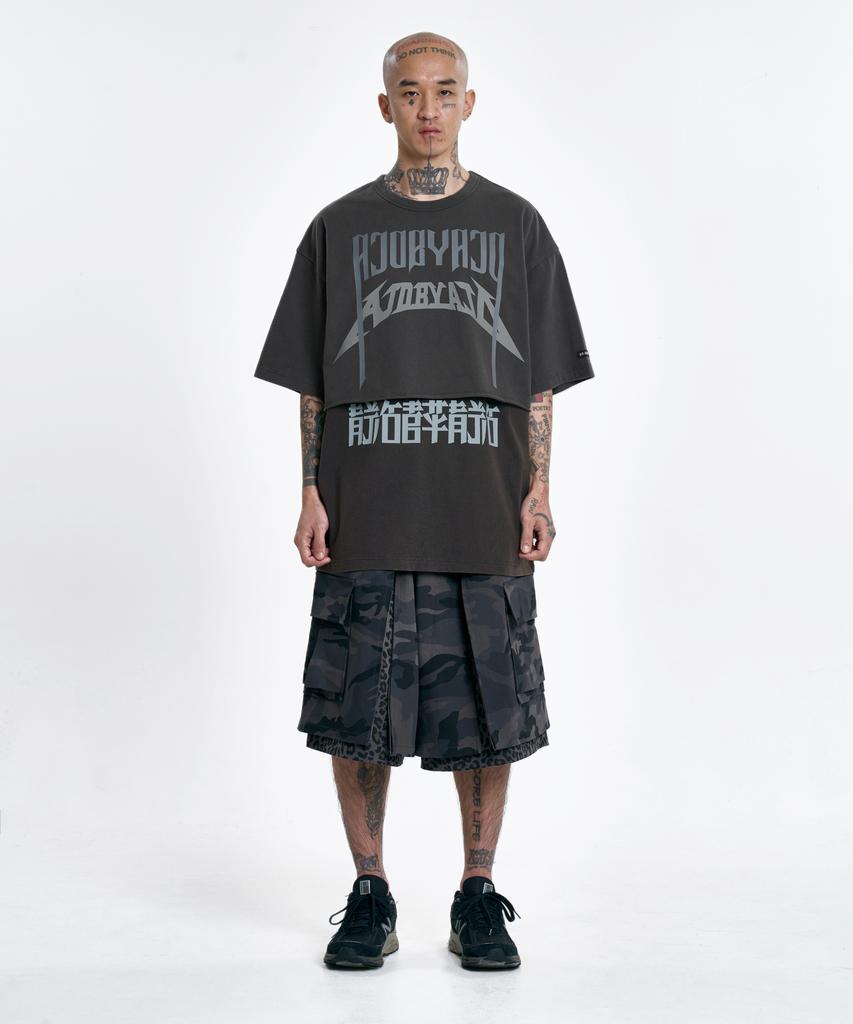 AJOBYAJO [Pba] Arch Logo Washed Layered T-Shirt [Charcoal]