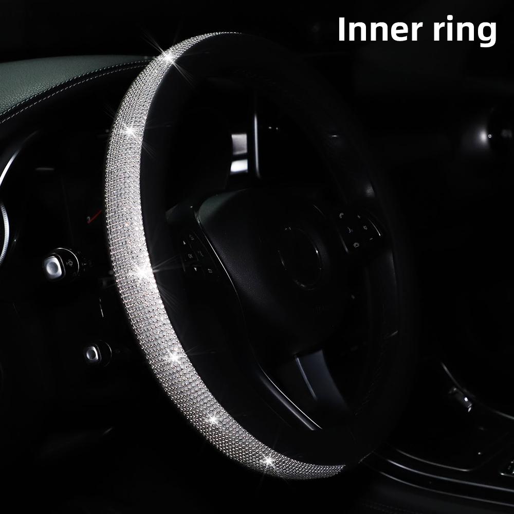 1 чехол на руль автомобиля из ПУ-кожи с бриллиантовой инкрустацией Blingbling подходит для 14,5-15 "автотоваров