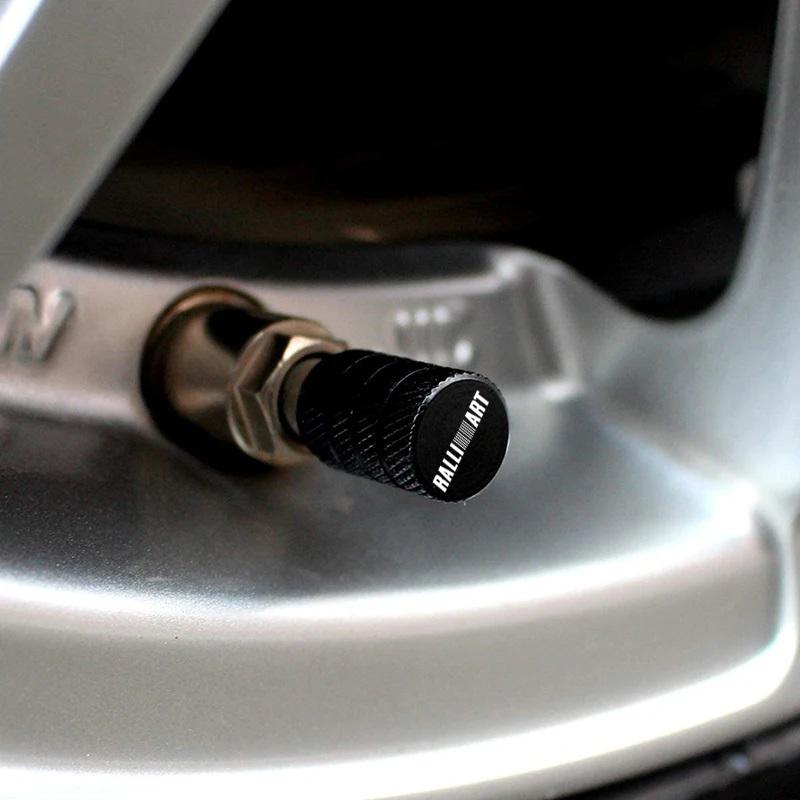 4pcs For Mitsubishi Ralli Art Badge ASX EVO Lancer Galant Pajero Car Wheel Tire Valve Caps Tyre Stem Covers Accessories Styling