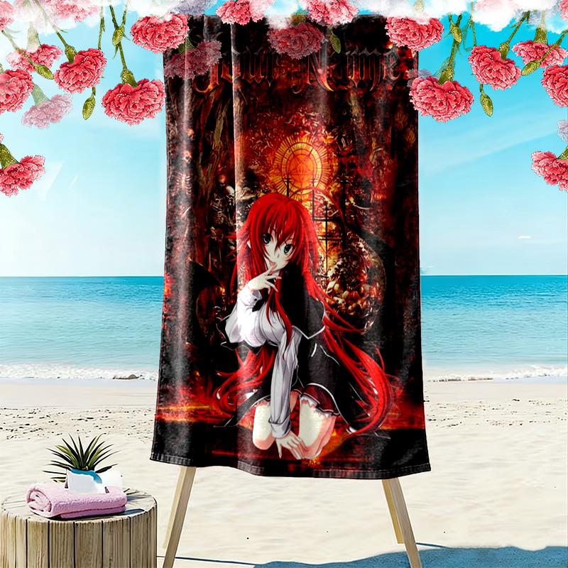 Name Custom Rias Gremory Print Beach Towel, Large Soft Quick Dry Towel for Beach Camping Swimming