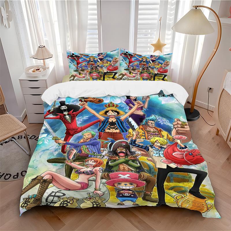 One Piece Bedding 3 Piece Set HD Print Duvet Cover Pillowcases for Teens Adult Bedroom Decoration Christmas Gift C350