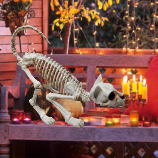 Украшения на Хэллоуин Реалистично выглядящие Декоративные Улучшение Атмосферы Пластиковый Ужас Кошка Скелет Хэллоуин
