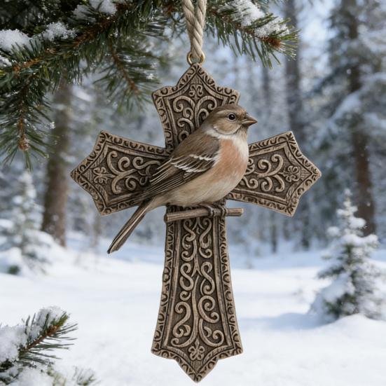 Bird Christmas Ornament Christian Symbol Hanging Decoration Bird And Faith Token Ornament for Xmas Tree Entryway Living Room Holiday Decor