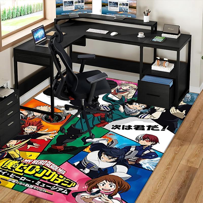 1 шт. Коврик под кресло My Hero Academia, нескользящий ковер для офисных стульев, подходит для домашнего декора, гостиной, спальни, игровой комнаты, подарок на день рождения, для всех сезонов