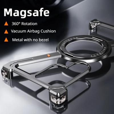 Роскошный Z-образный безрамочный чехол для телефона Samsung Galaxy S25 S24 Ultra Plus Magsafe Metal Cover Magnetic Bumper 360° Rotation with Stand