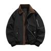 New Men's Lapel Jacket, Solid Color Casual Sports Coat, Full Zipper Lightweight Outdoor Workwear Top