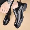 Thick Bottom Mens Dress Shoes Pointed Toe Men's Business Casual Shoes Brand Leather Walking Footwear Lace-Up Men's Shoes