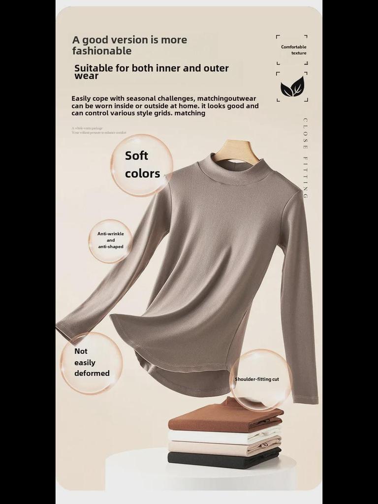 Maternity High Collar Velvet Top for Winter - Women's Thin Sweater for Pregnancy