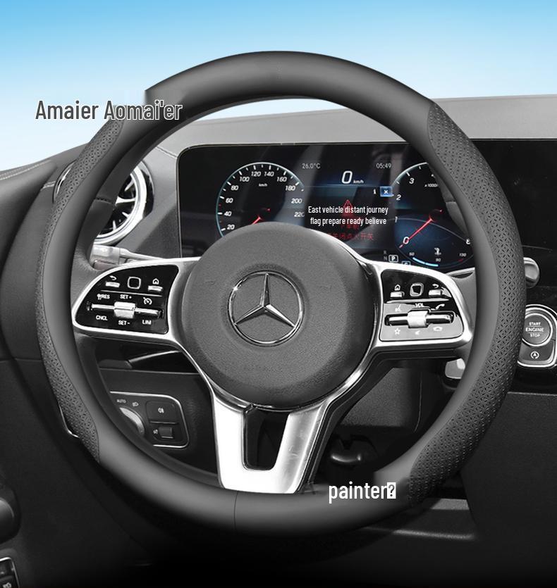 Mercedes Steering Wheel Cover: C-Class C260L, E300L, A200L, GLB180 - Four Seasons Genuine Leather.