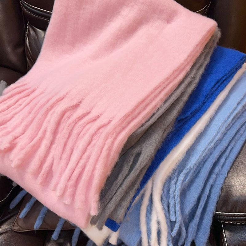 Thickened Warm Cold-proof White Shawl Scarf Women's Autumn Winter Warm Long Tassels Scarf