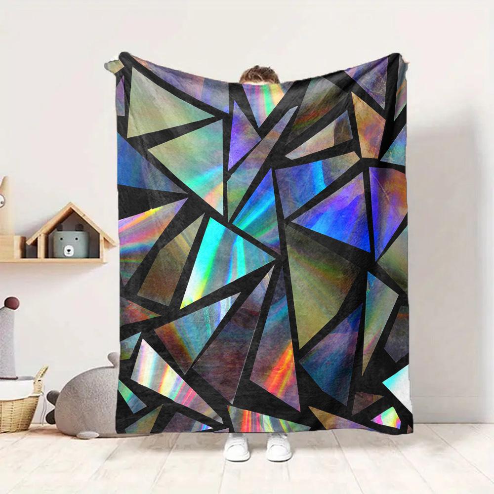 Colorful Glass Flannel Blanket Throw Blanket Soft Warm Sofa Bed Camping Car home Decor Unique Christmas Gift C93075