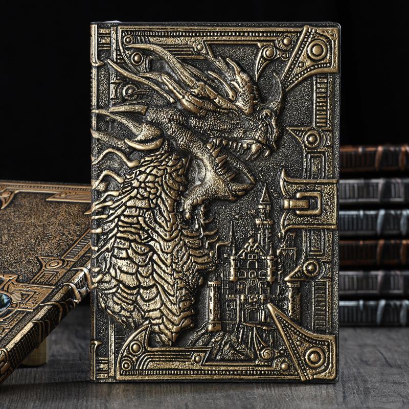 A5 Retro Relief Dragon Notebook Eye Inlay on the Back Dinosaur European Medieval Notebook 3D