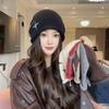 New Star Drawstring Hat Women's Retro Knitted Wool Hat Showing Face Small Pile Hat