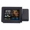 Multifunctional Weather Clock Projected Color Screen Black Portable Humidity Thermometer