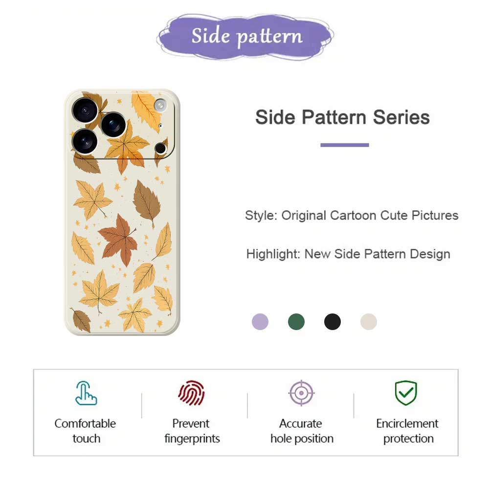 For iPhone 17 Pro Case Maple Leaves Pattern Printing Straight Edge TPU Phone Back Cover